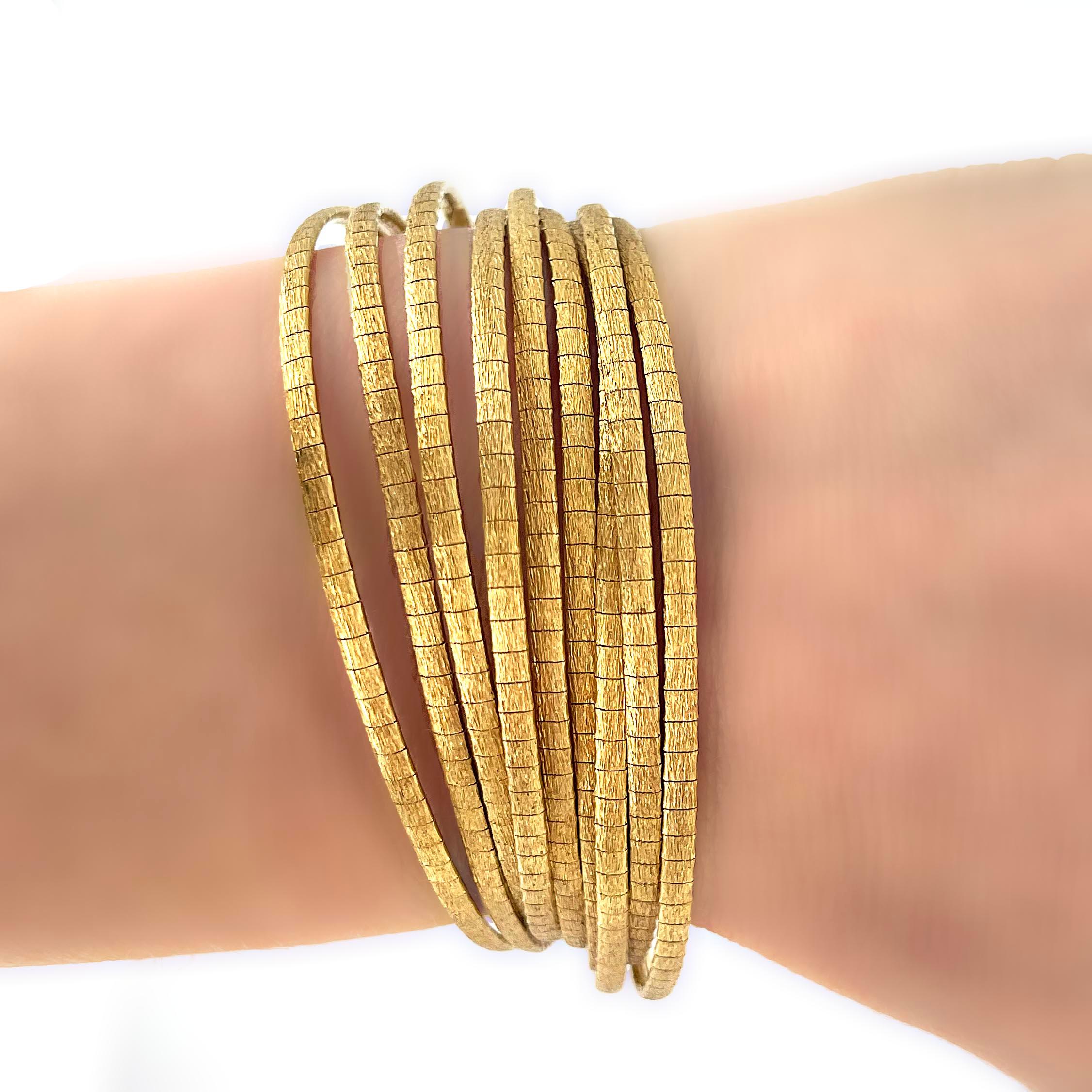 Vintage Italian, 18 Karat Florentine Yellow Gold Spaghetti Link Bracelet Bon état à Beverly Hills, CA