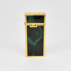 Vintage Italian 18-Karat Gold and Polished Malachite Cigarette or Cigar Lighter