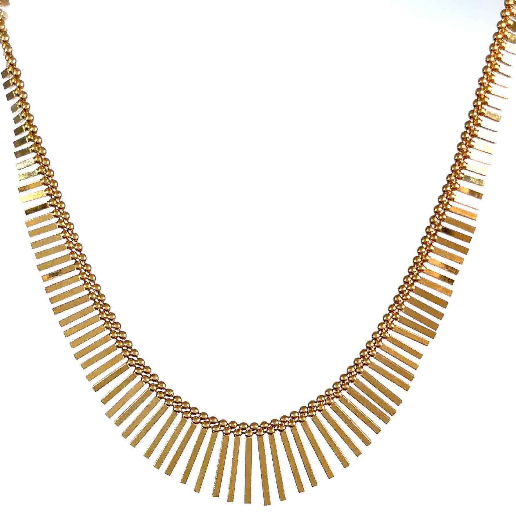 Vintage Italian 18 Karat Gold Fringe Collar Necklace In Excellent Condition In Beverly Hills, CA