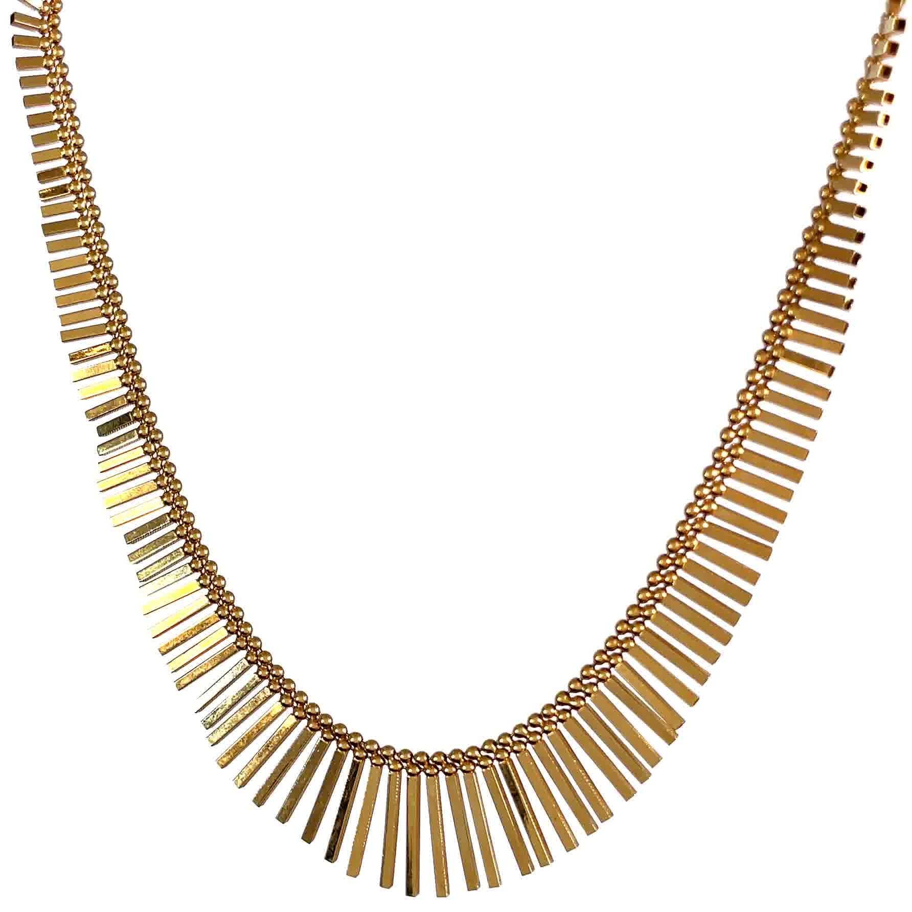 Women's or Men's Vintage Italian 18 Karat Gold Fringe Collar Necklace