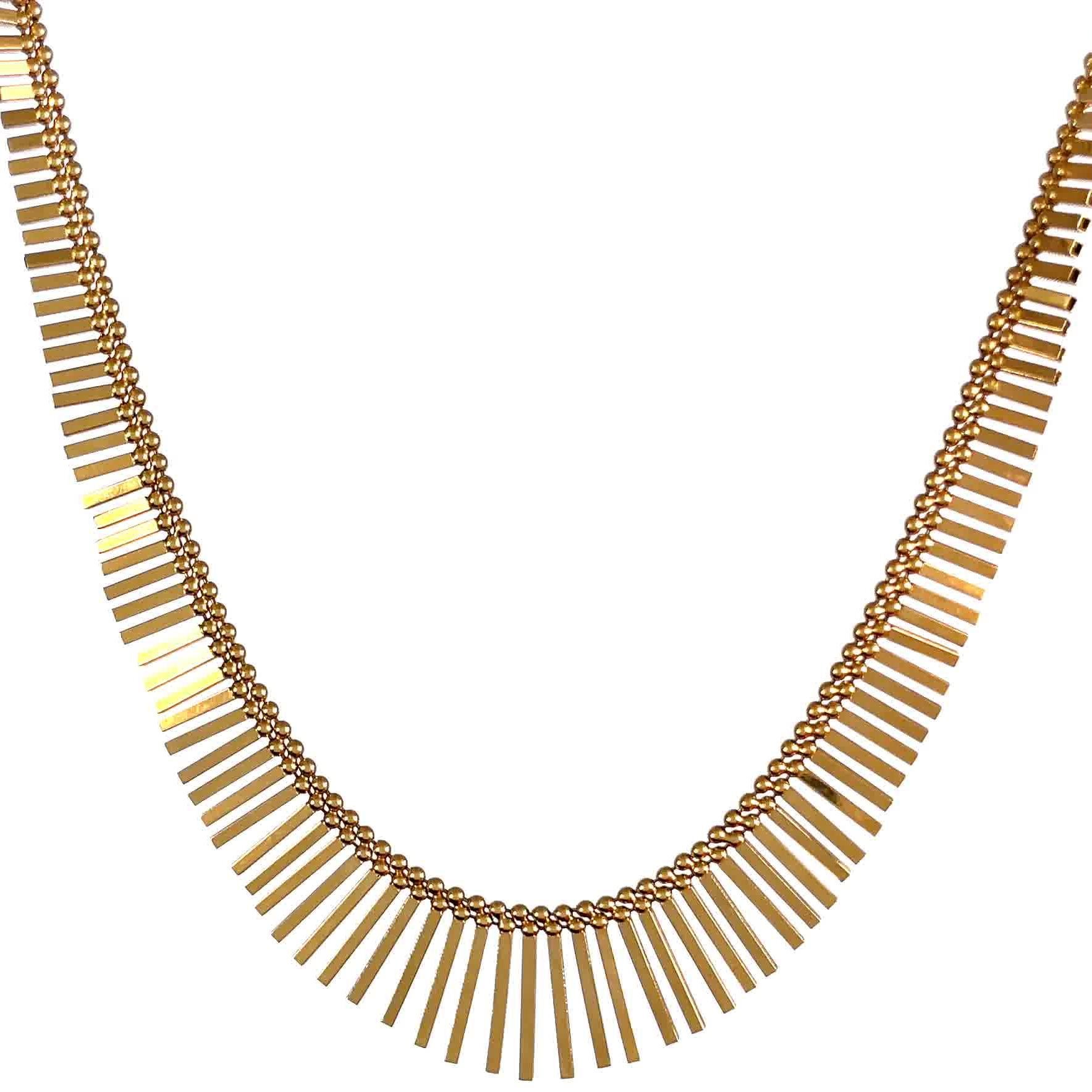 Vintage Italian 18 Karat Gold Fringe Collar Necklace 1