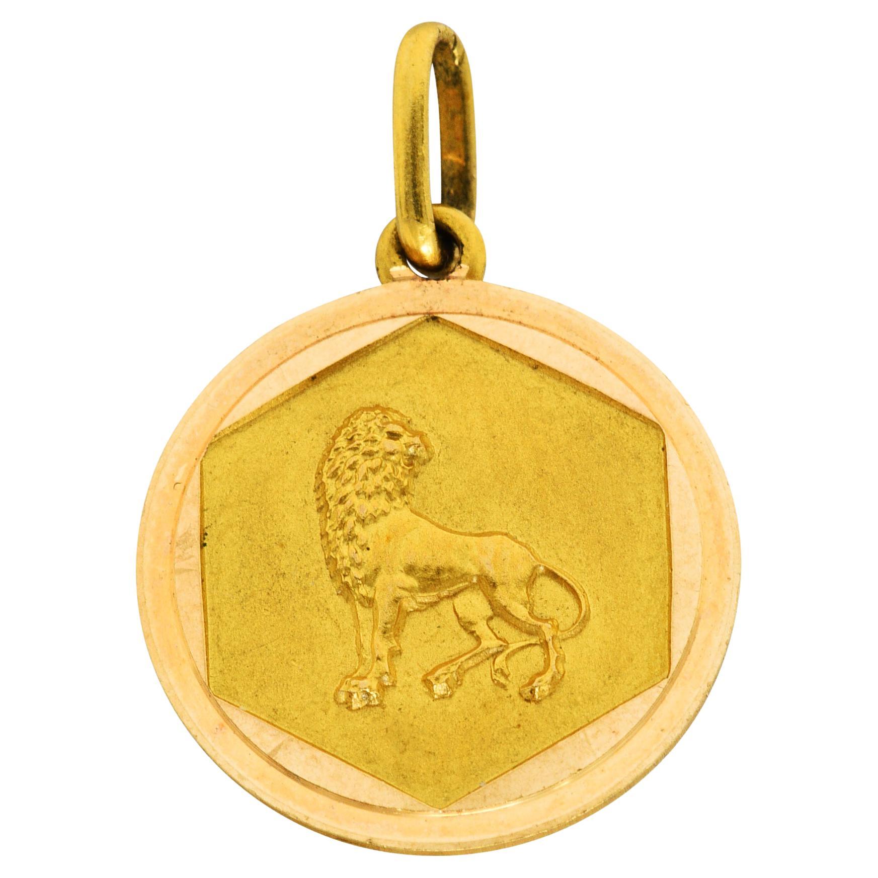 Vintage Italian 18 Karat Gold Leo Zodiac Charm