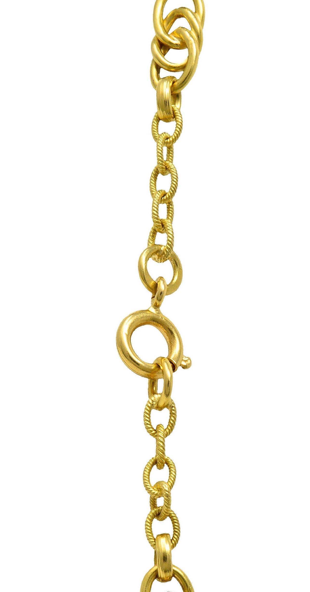 Contemporary Vintage Italian 18 Karat Gold Long Chain Necklace