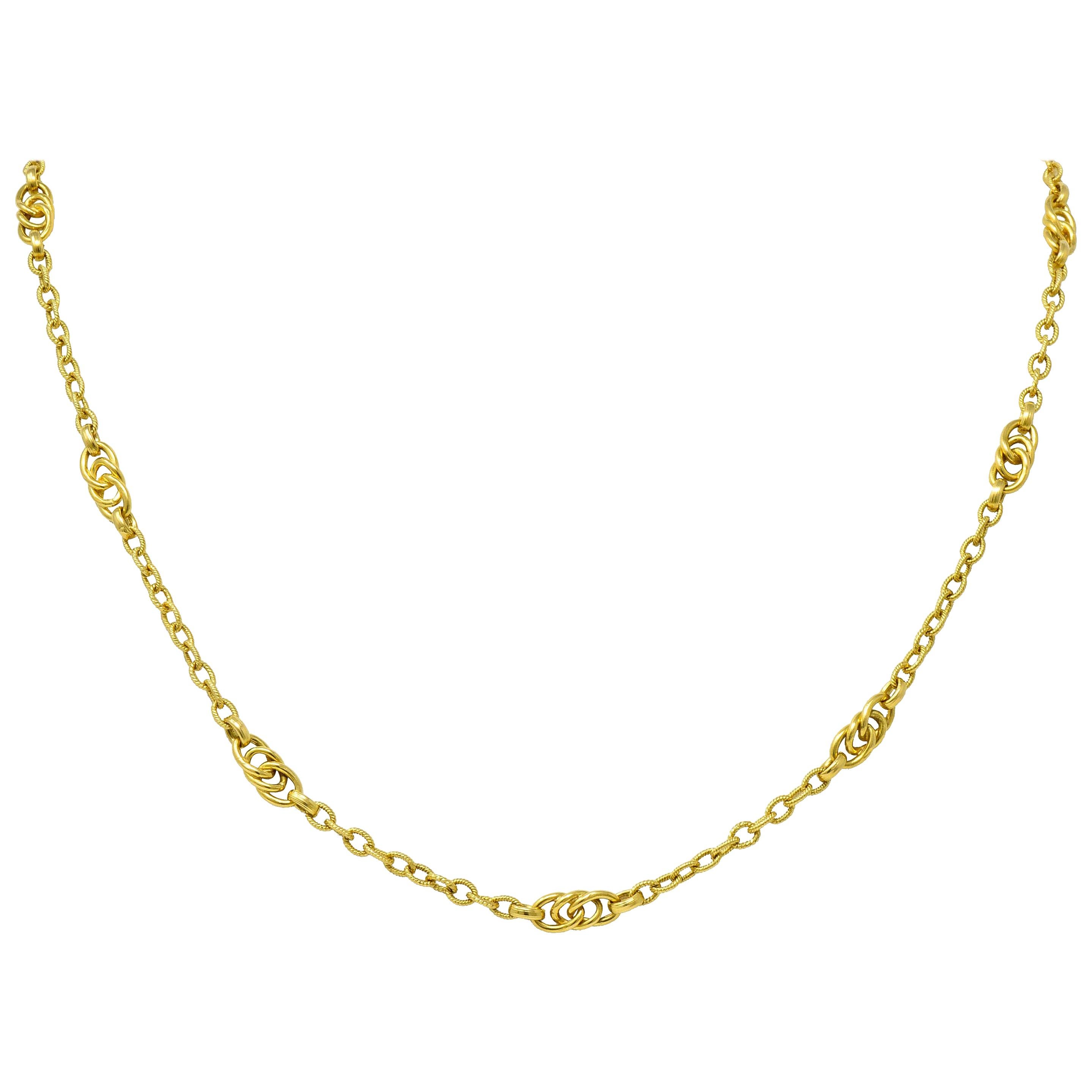 Vintage Italian 18 Karat Gold Long Chain Necklace