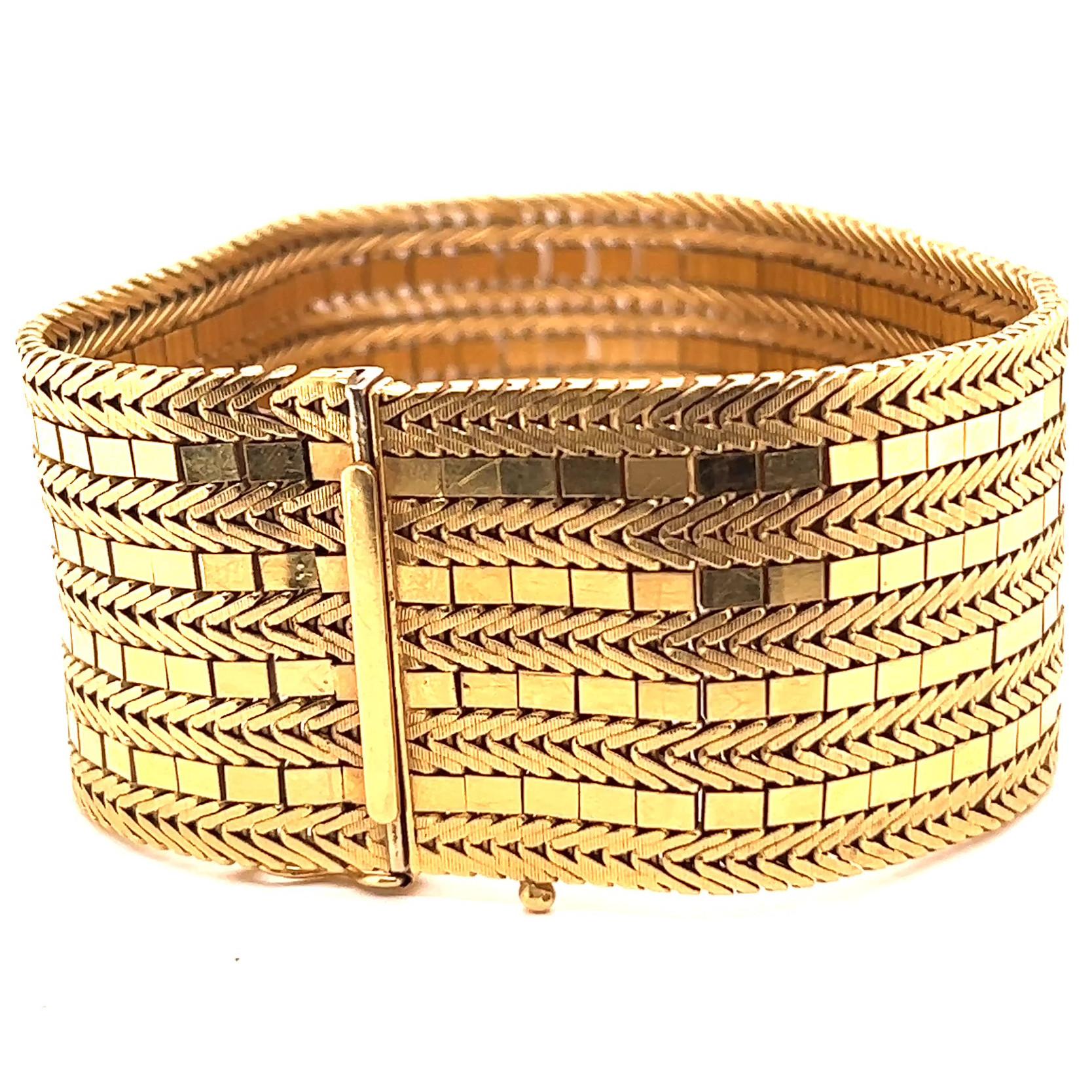 Women's or Men's Vintage Italian 18 Karat Gold Mesh Bracelet