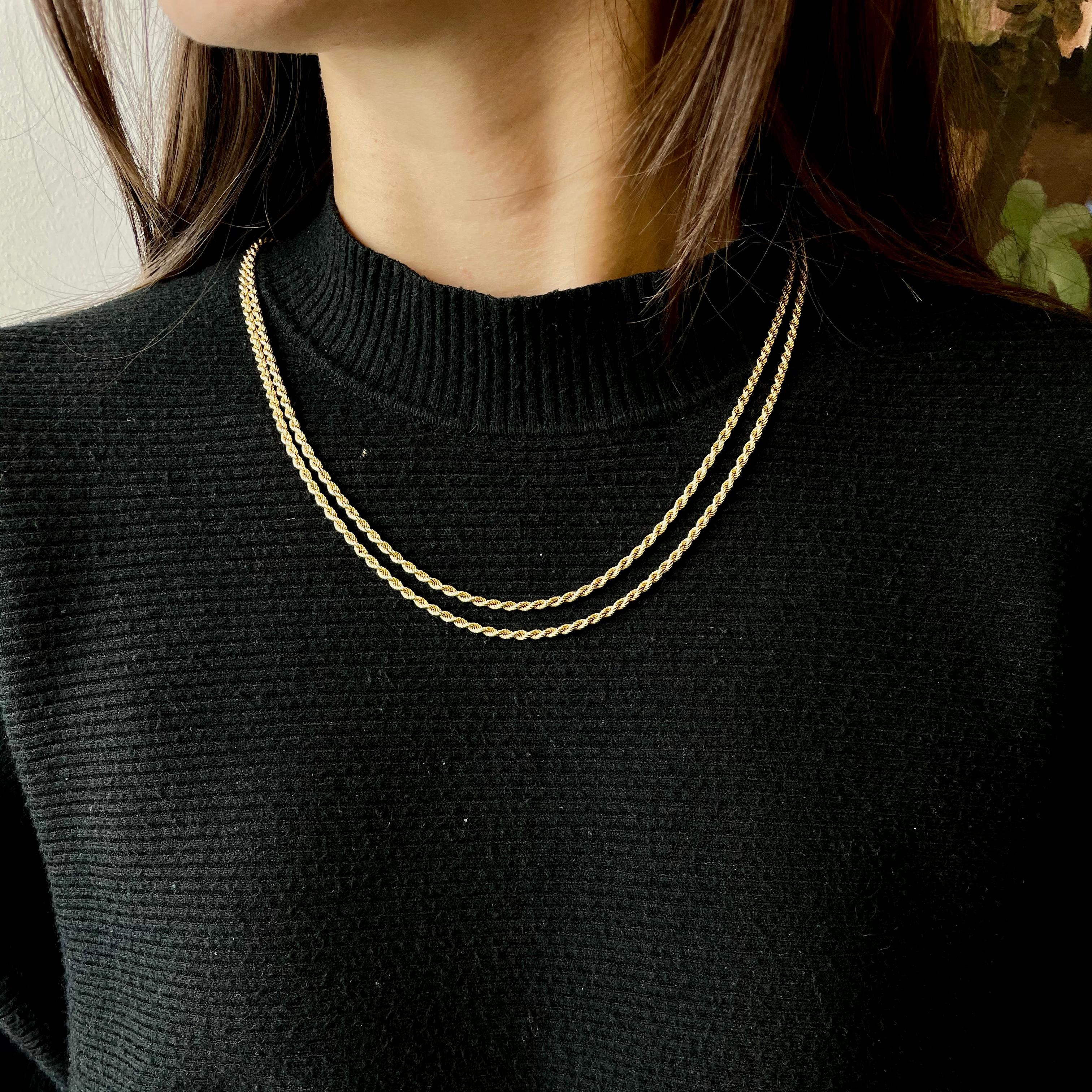 True vintage jewelry lovers are on a hunt for these unique gold chain necklaces! They hold historical value and can be worn nowadays as is or with various antique pendants. Rare and charming, this Vintage Italian 18k Gold Rope Chain is a must-have!