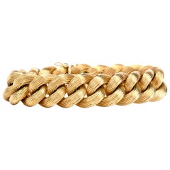 Vintage Italian 18 Karat Gold Textured Chain Link Braided Bracelet