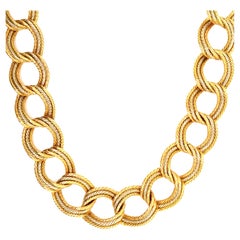 Vintage Italian 18 Karat Gold Tricolor Link Necklace