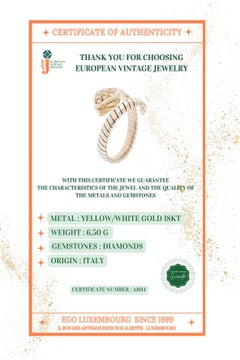 Vintage Italian 18 karat Yellow and White Gold Ring with Diamonds Snake Design