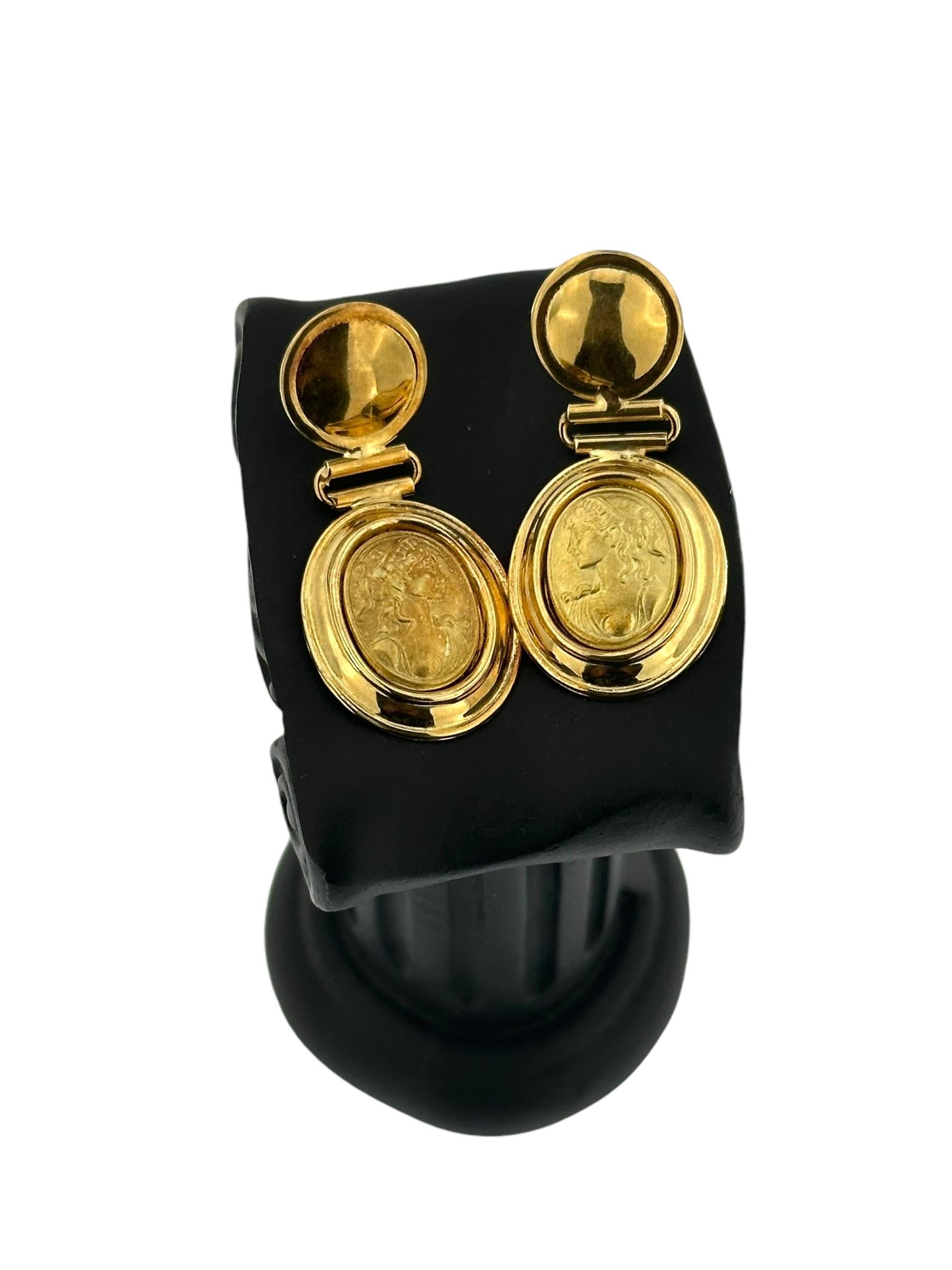 Pendientes camafeo vintage italianos de oro amarillo de 18 quilates en Bueno estado para la venta en Esch sur Alzette, Esch-sur-Alzette