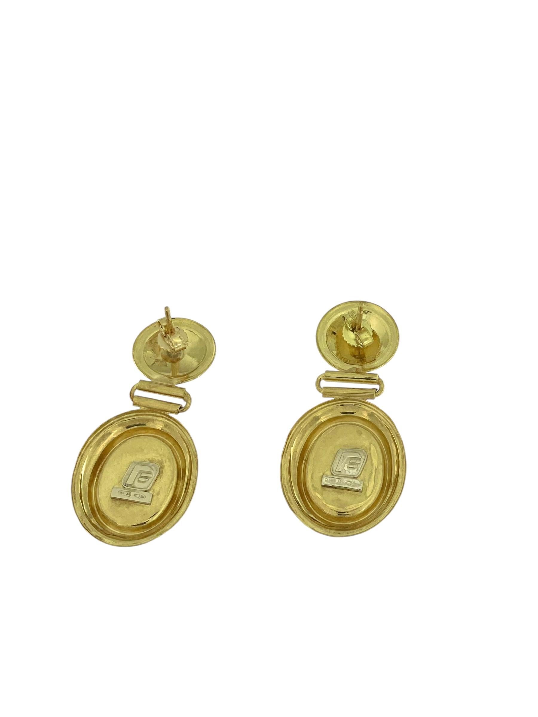 Pendientes camafeo vintage italianos de oro amarillo de 18 quilates en venta 3