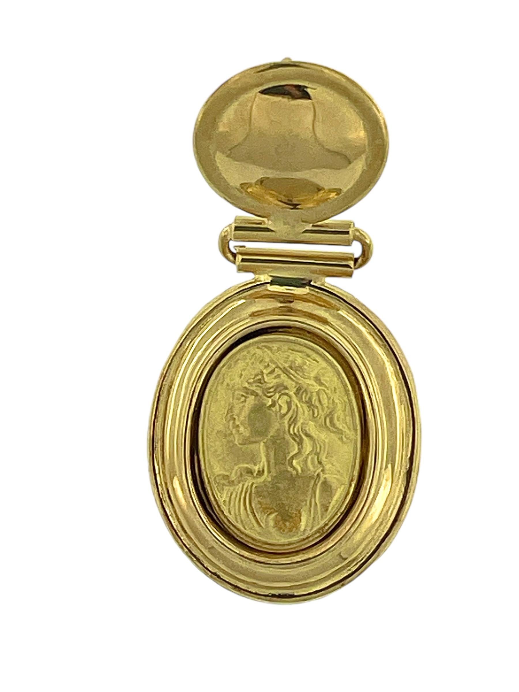 Pendientes camafeo vintage italianos de oro amarillo de 18 quilates en venta 4