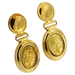 Vintage Italian 18 karat Yellow Gold Cameo Earrings