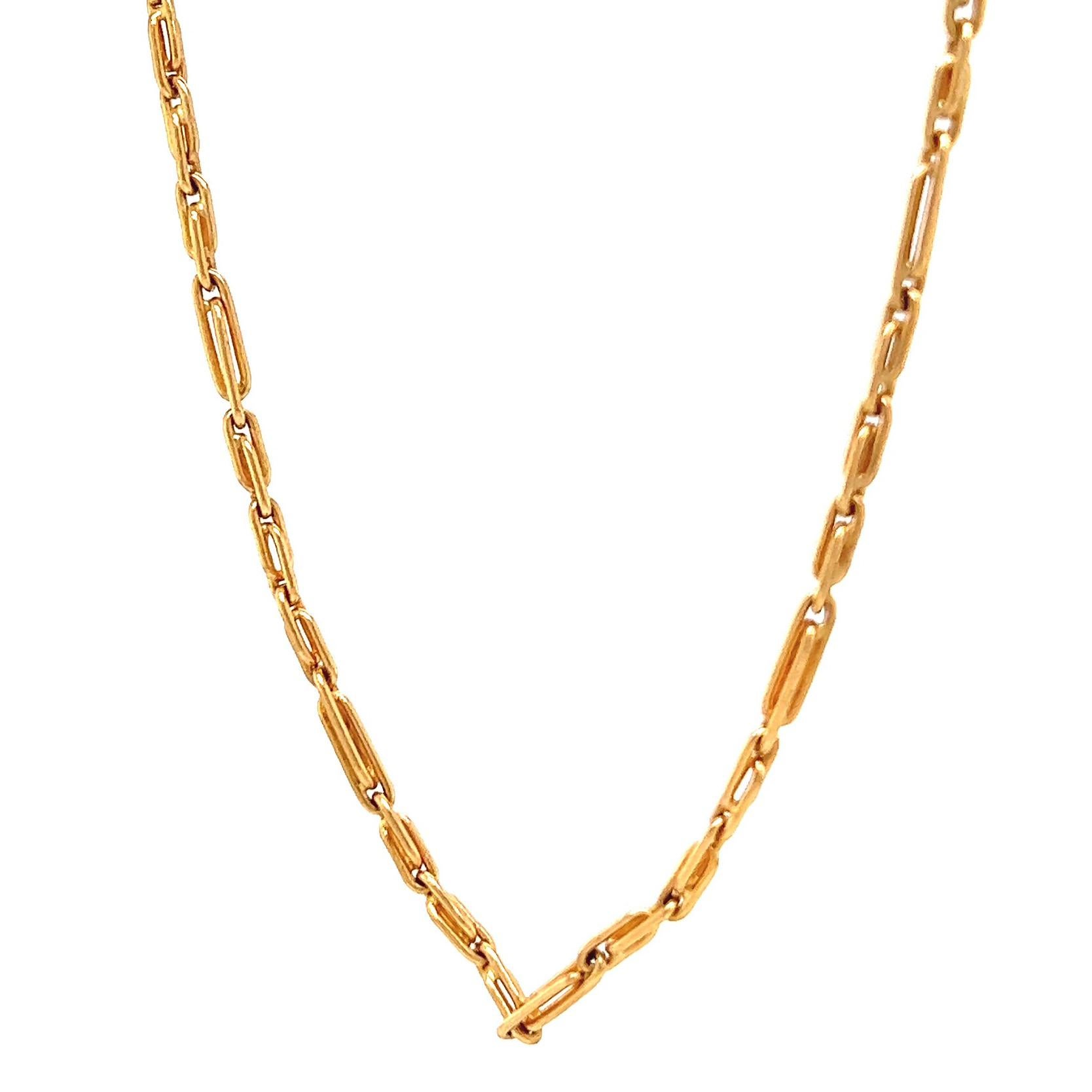 Women's or Men's Vintage Italian 18 Karat Yellow Gold Paperclip Link Chain Necklace