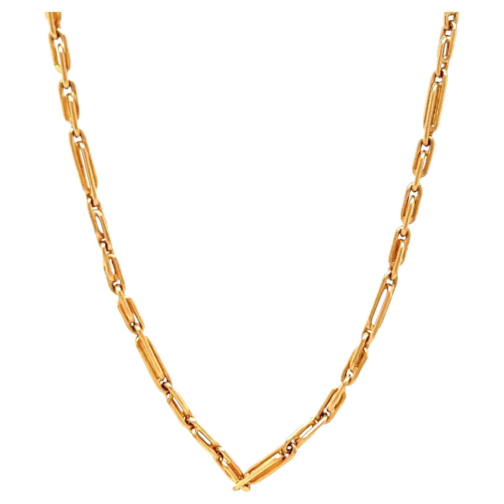 Vintage Italian 18 Karat Yellow Gold Paperclip Link Chain Necklace