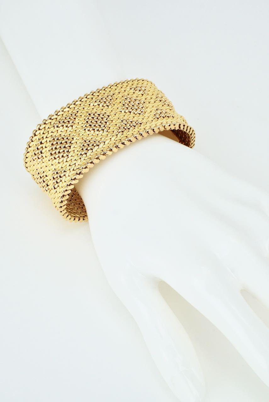 Women's or Men's Vintage Italian 18 Karat Yellow Gold Retro Mesh Bracelet, 1960s