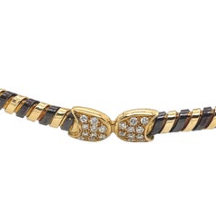 Vintage Italian 18ct Yellow Gold & Steel Diamond Necklace