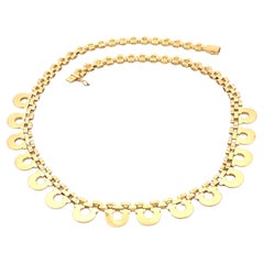 Vintage Italian 18k Gold 17" Panther Link Necklace w/ Polished Finish Drops