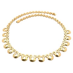 Italienische 18 Karat Gold 17" Panther-Gliederhalskette mit polierten Finish-Tropfen, Vintage