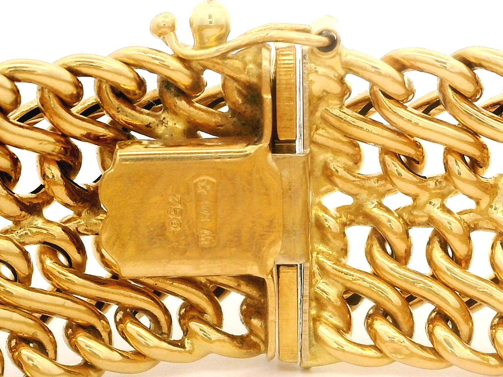 Vintage Italian 18k Gold 17.3mm Wide Repousse Figure 8 Infinity Link Bracelet 7