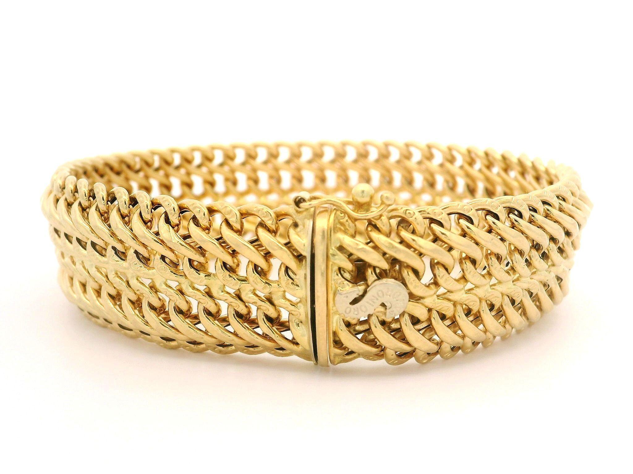 Vintage Italian 18k Gold 17.3mm Wide Repousse Figure 8 Infinity Link Bracelet 4