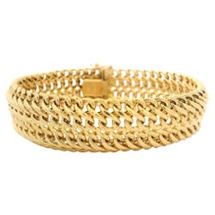 Vintage Italian 18k Gold 17.3mm Wide Repousse Figure 8 Infinity Link Bracelet