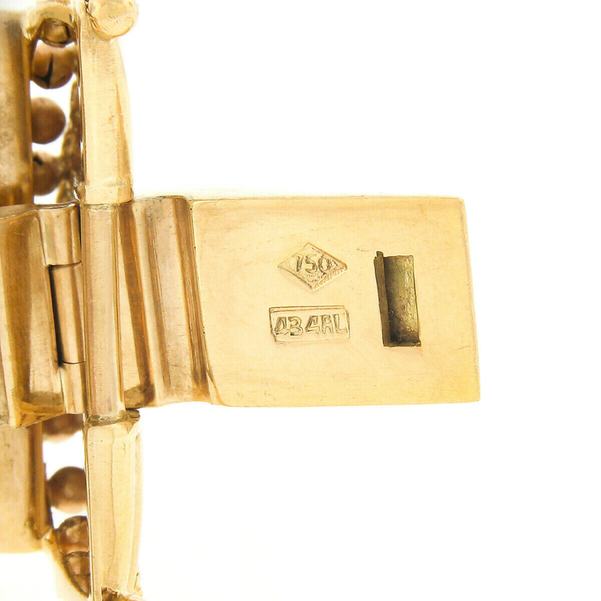 Vintage Italian 18K Gold Woven Mesh Rope Chain Border Wide Strap Bracelet For Sale 2