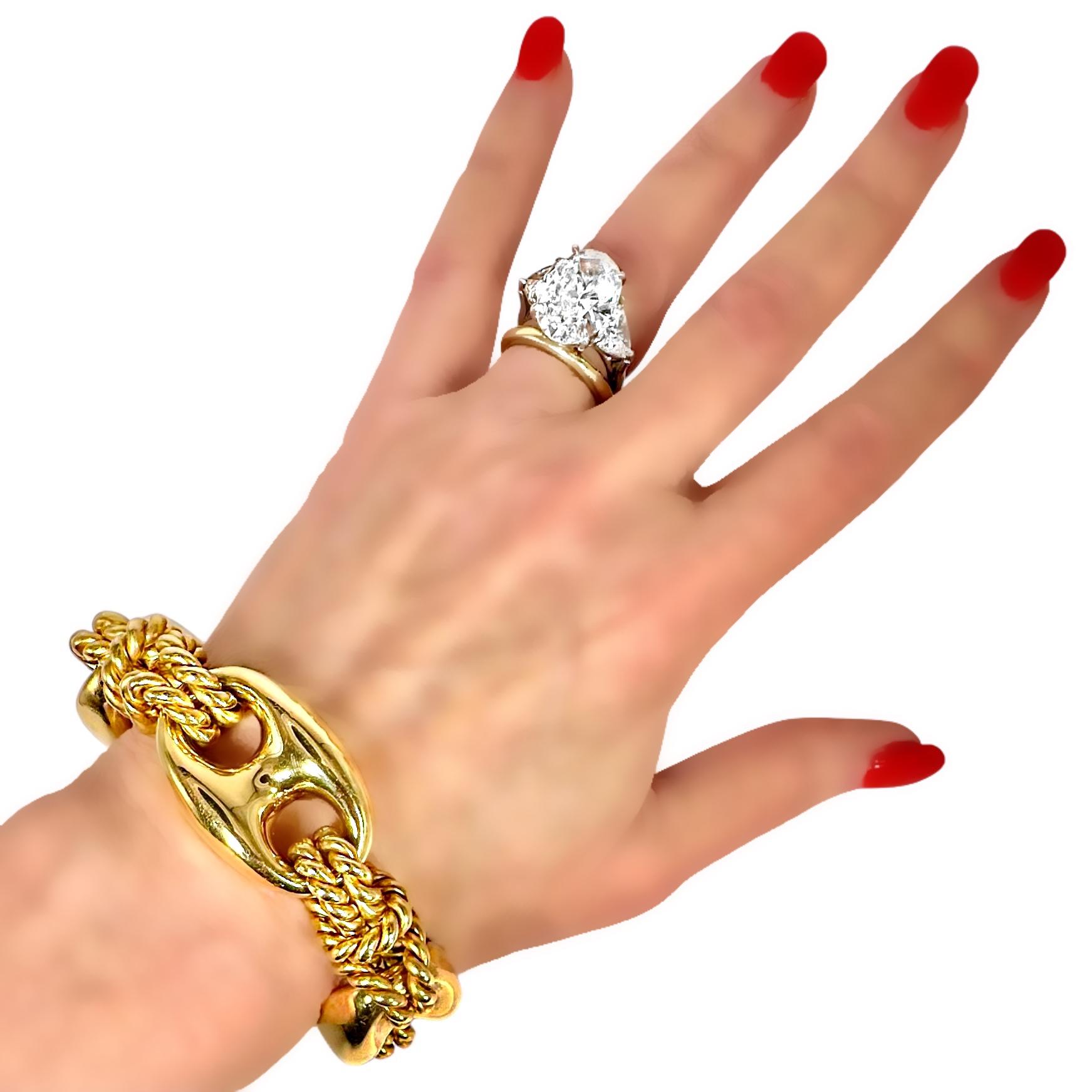 Bracciale d'epoca in oro 18 carati con alternanza di Marin e nodi nautici in vendita 7