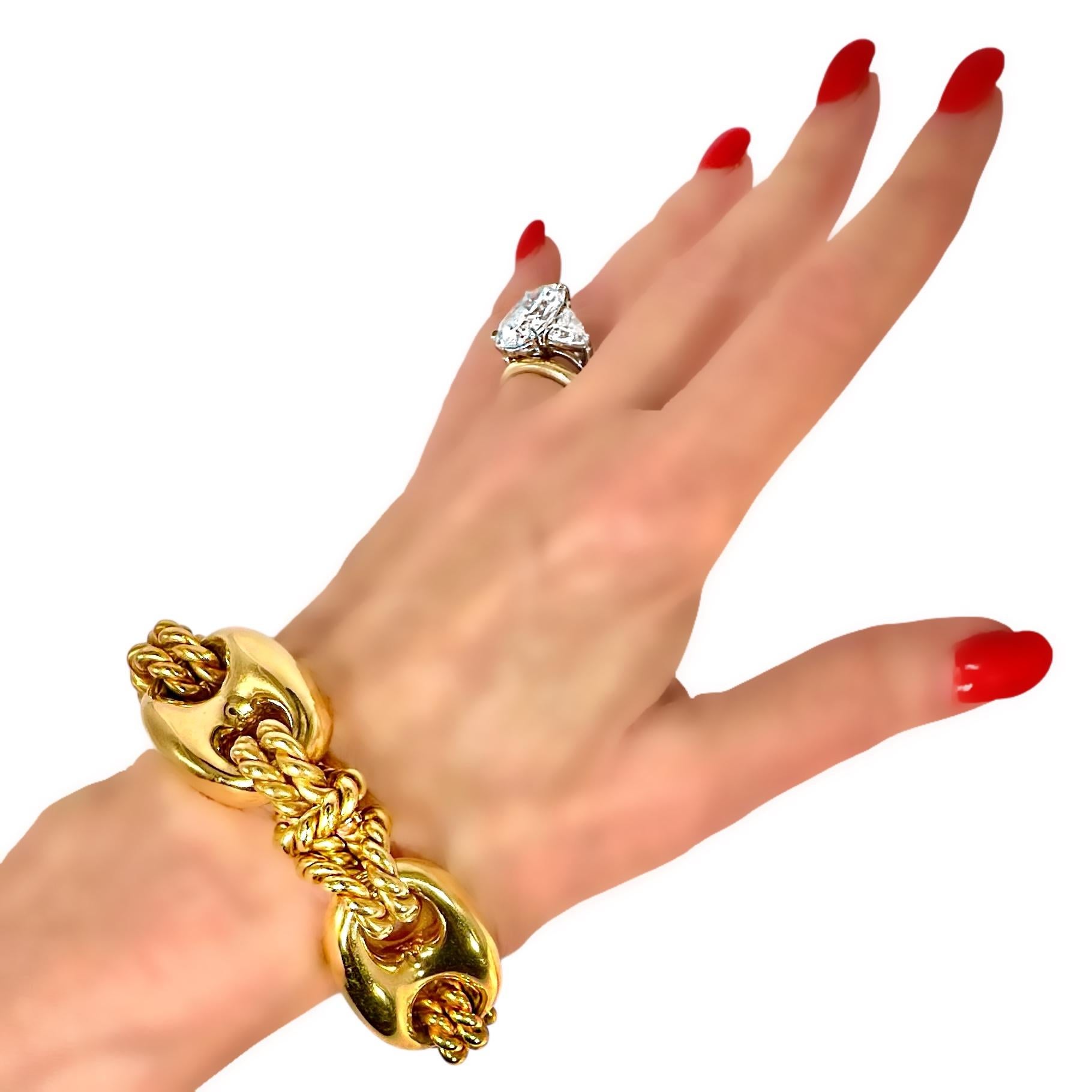Bracciale d'epoca in oro 18 carati con alternanza di Marin e nodi nautici in vendita 8