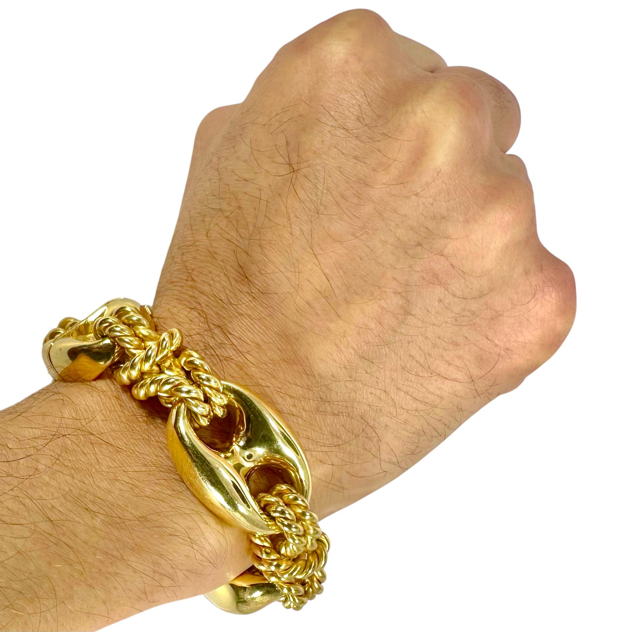 Bracciale d'epoca in oro 18 carati con alternanza di Marin e nodi nautici in vendita 12