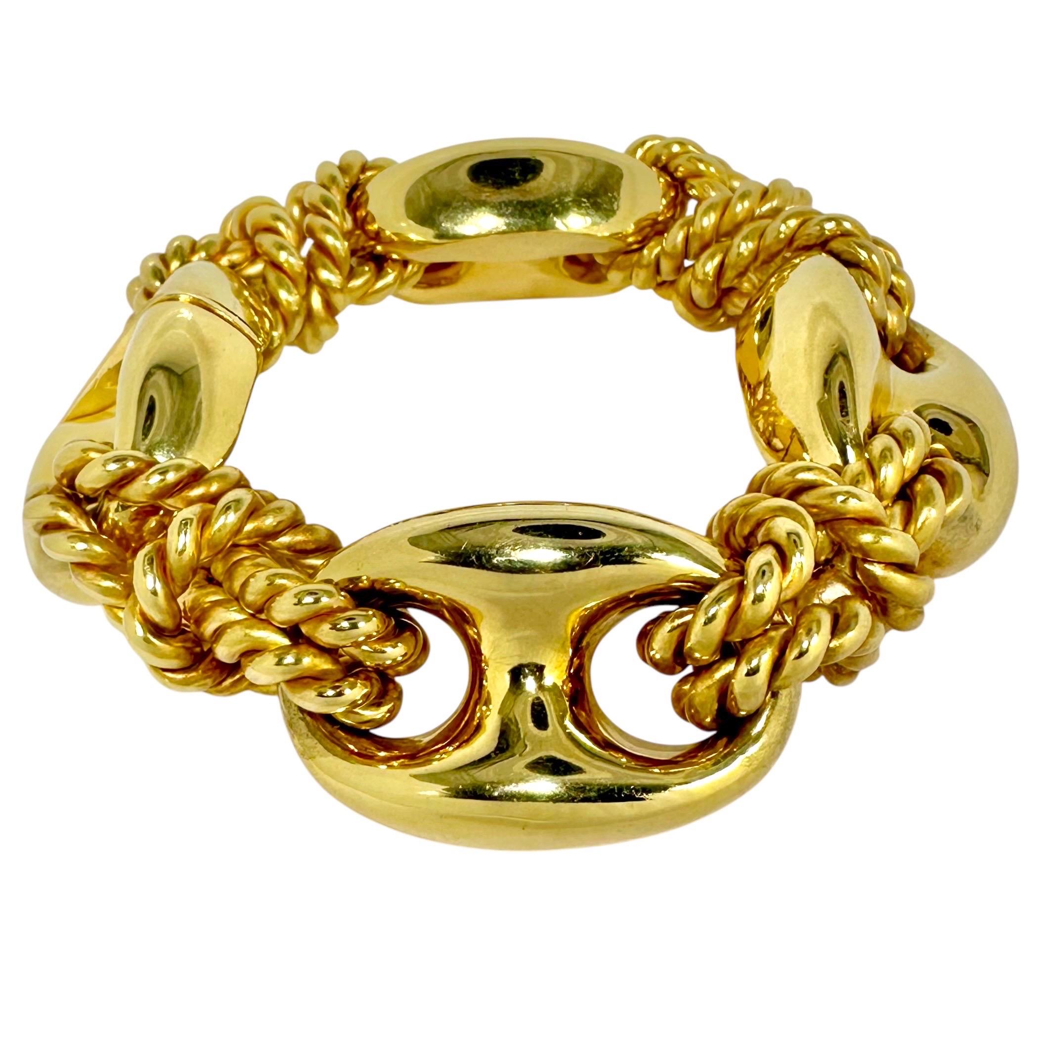 Moderno Bracciale d'epoca in oro 18 carati con alternanza di Marin e nodi nautici in vendita