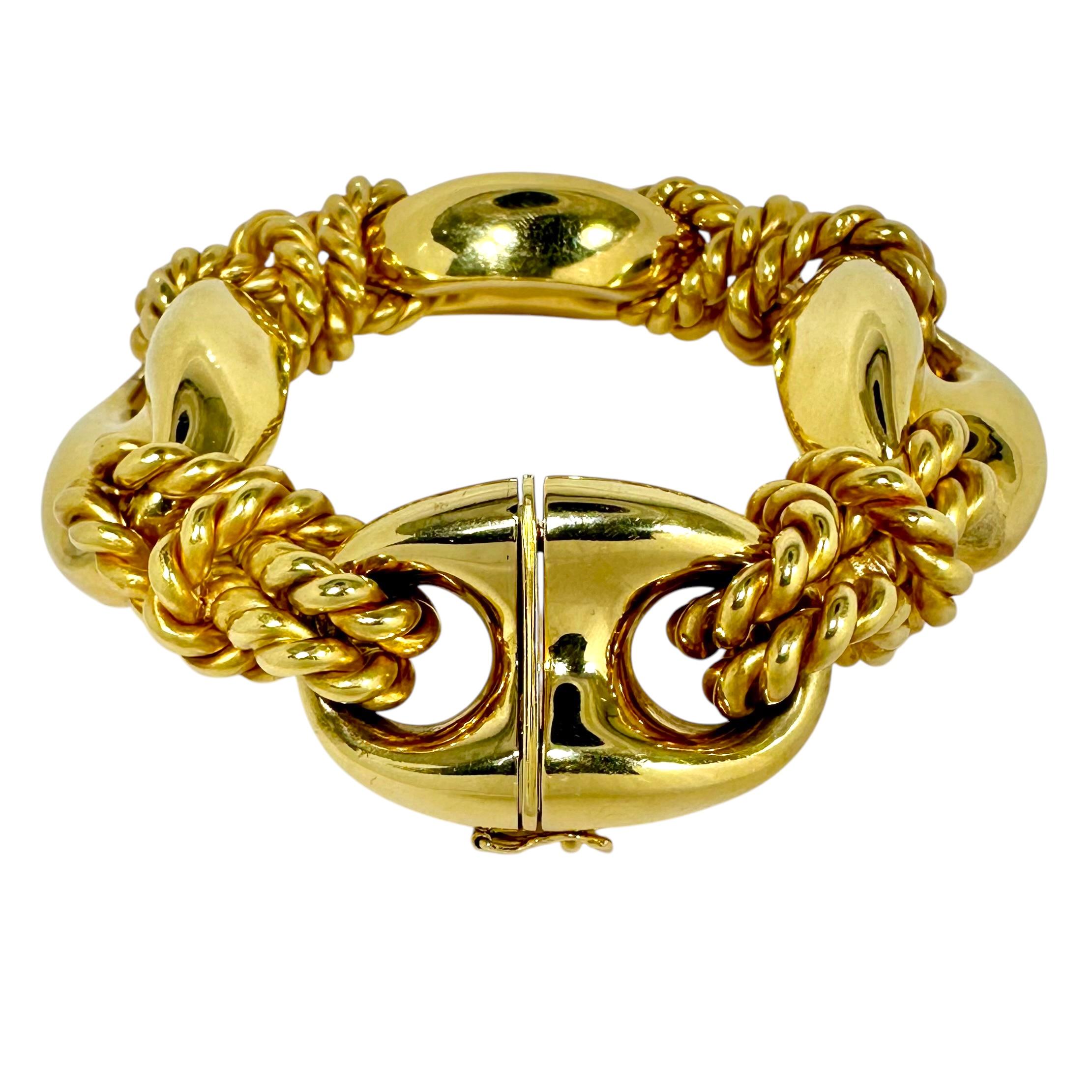 da uomo o donna Bracciale d'epoca in oro 18 carati con alternanza di Marin e nodi nautici in vendita