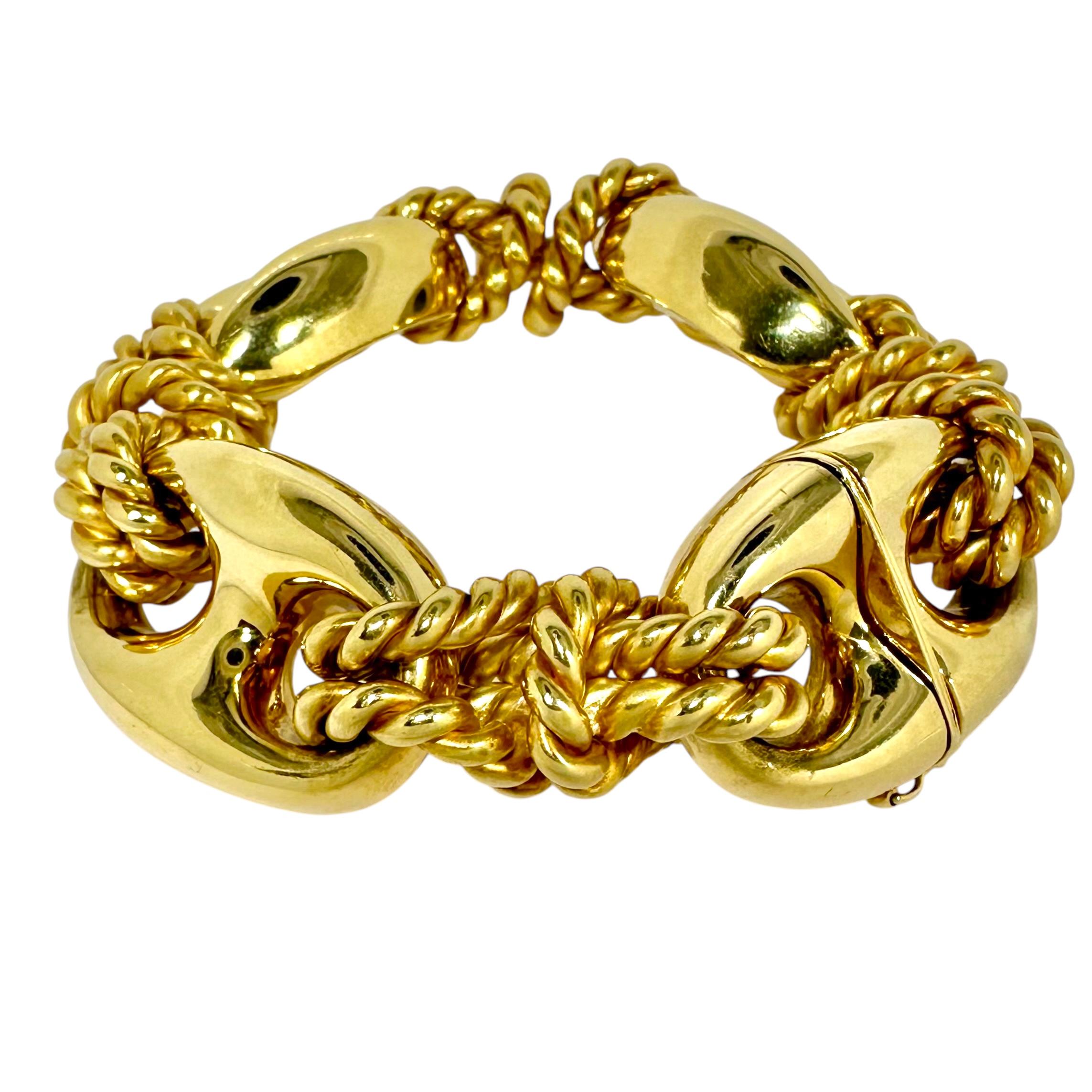 Bracciale d'epoca in oro 18 carati con alternanza di Marin e nodi nautici in vendita 1