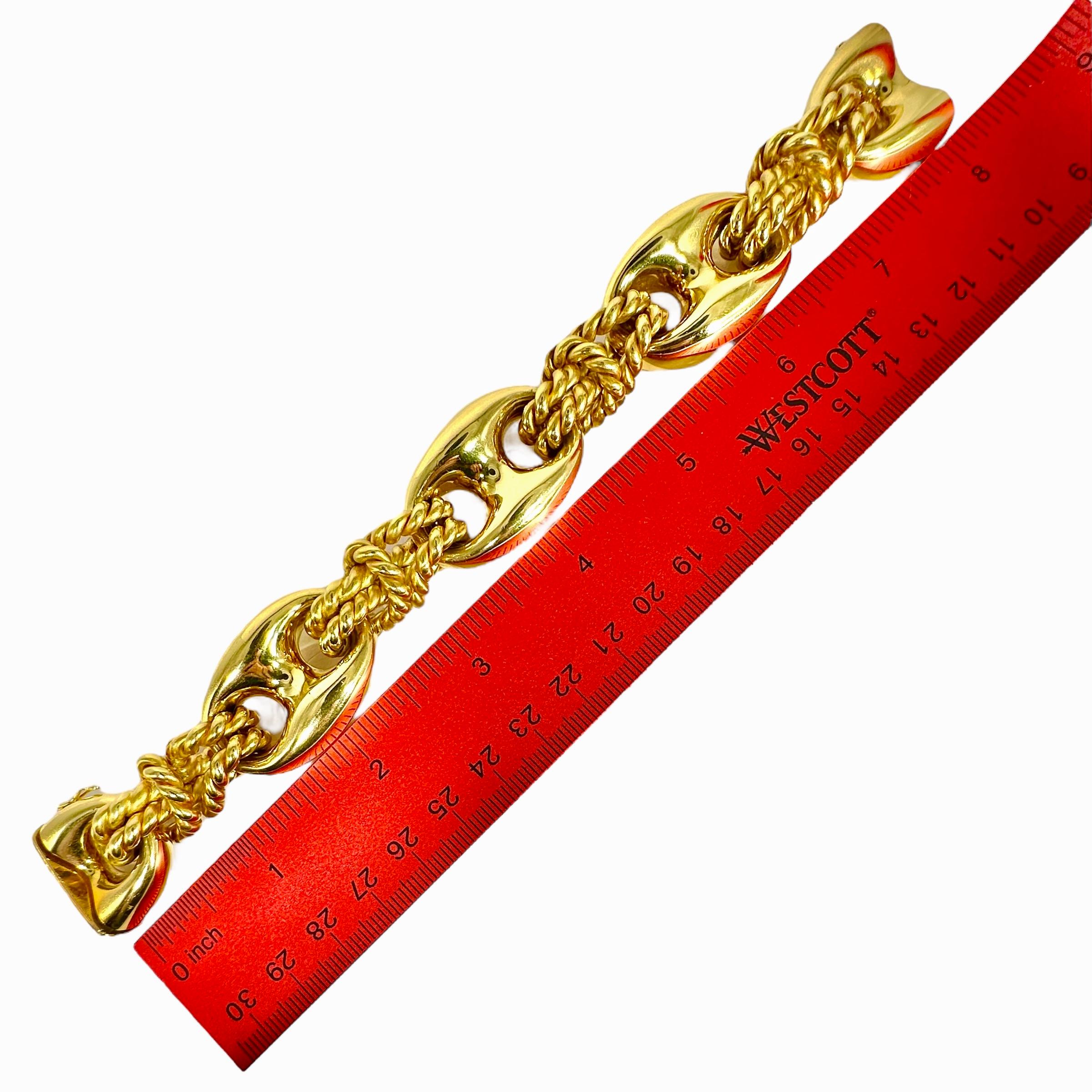 Bracciale d'epoca in oro 18 carati con alternanza di Marin e nodi nautici in vendita 5