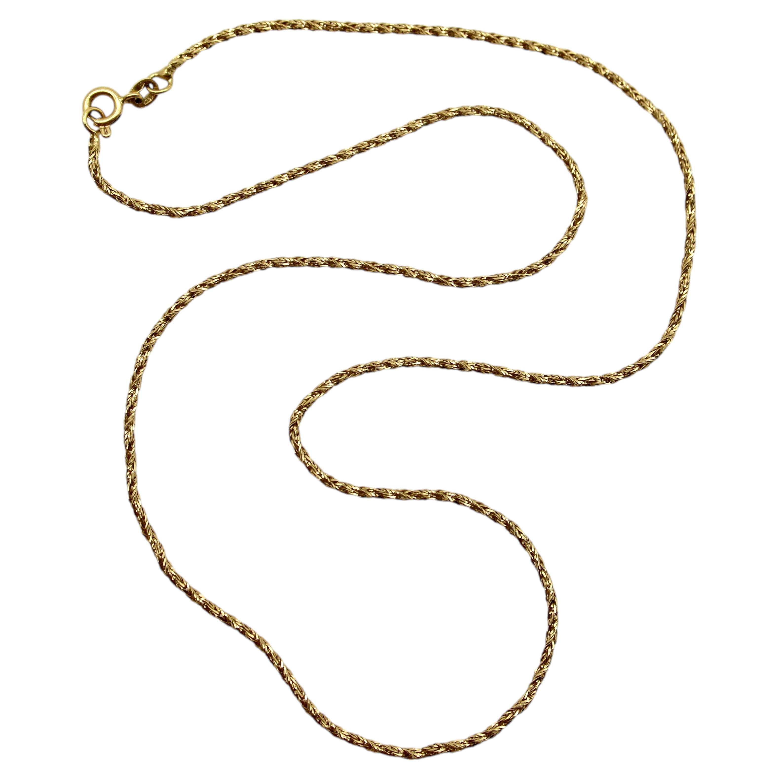 Vintage Italian 18K Gold Bright Cut Work Woven Snake Chain