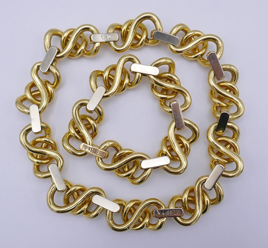 Vintage Weingrill Halskette Armband 18k Gold Kette austauschbar Italien 2