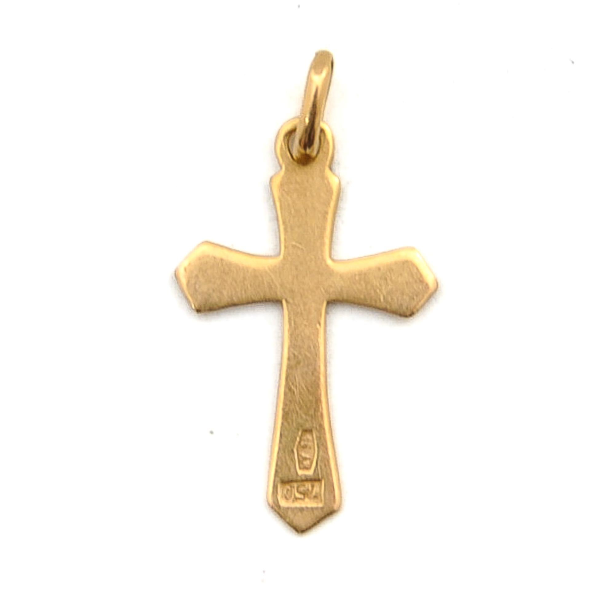 Italian 18K Gold Vintage Cross Charm Pendant For Sale 1