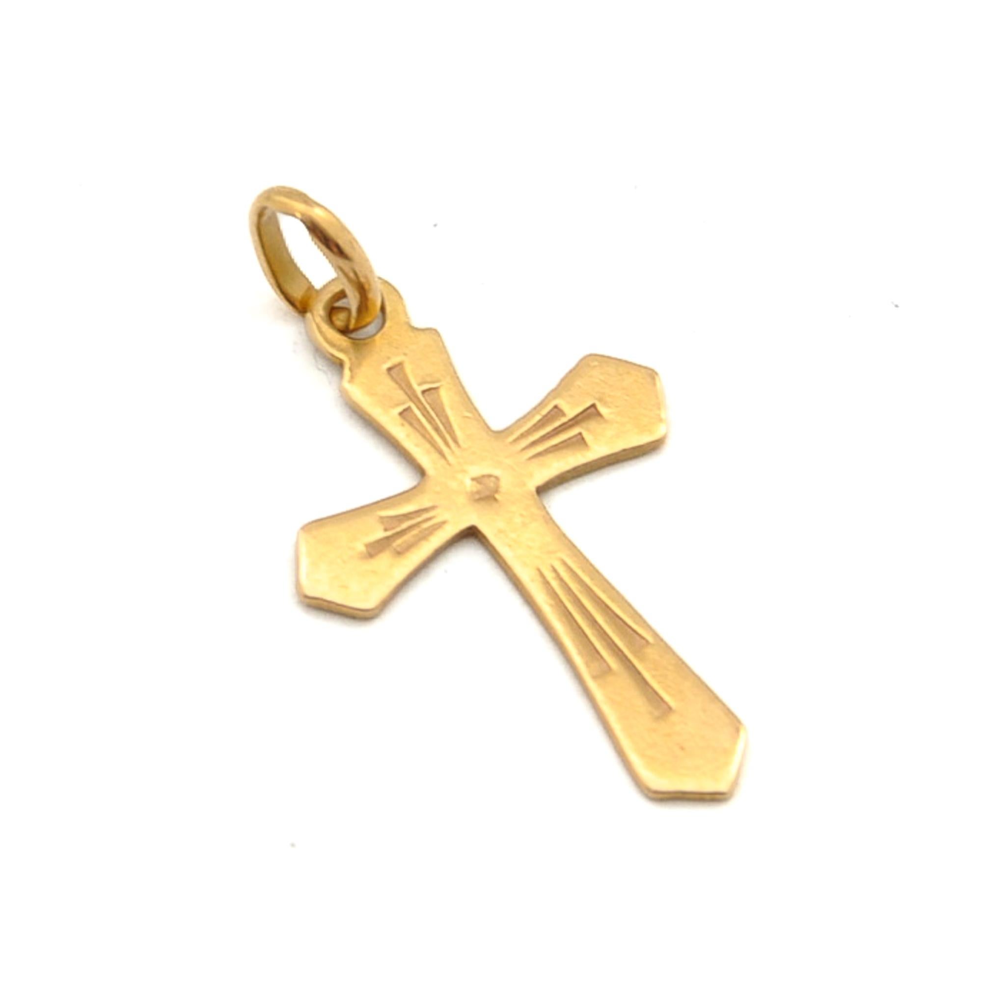 Italian 18K Gold Vintage Cross Charm Pendant For Sale 3