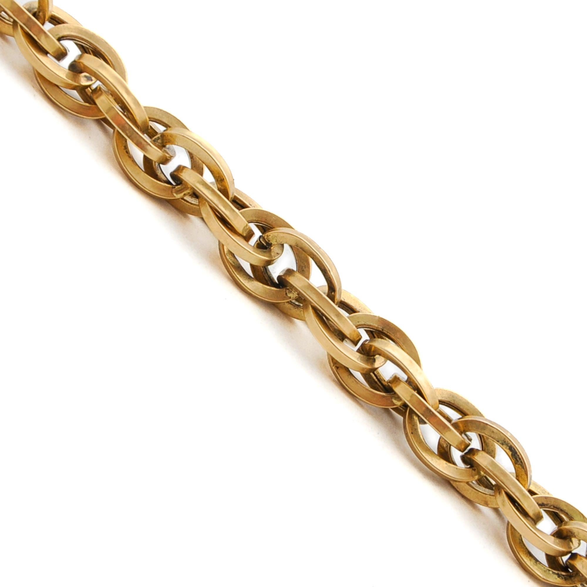 Women's or Men's Vintage Italian 18K Gold Double Chain Link Bracelet For Sale