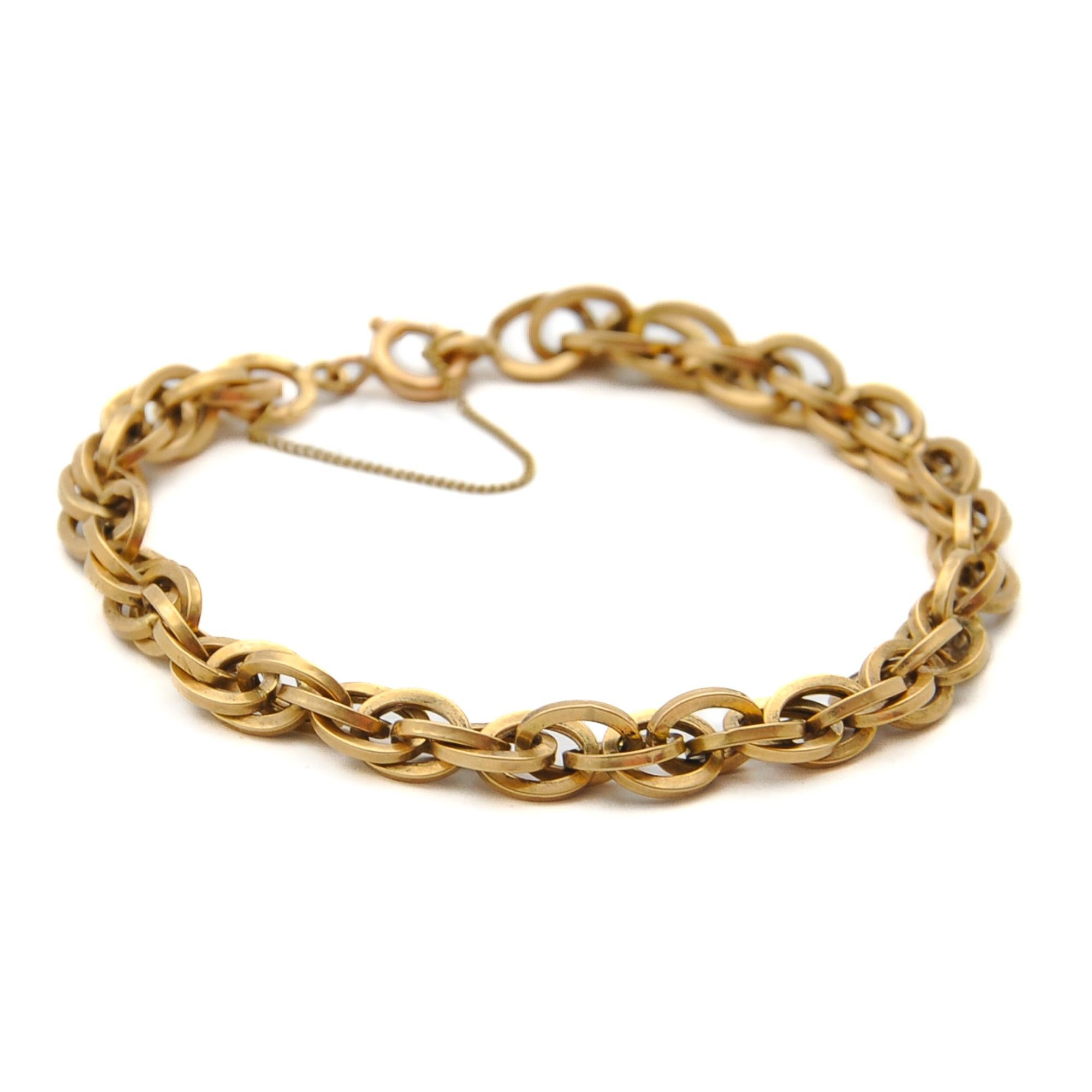 Vintage Italian 18K Gold Double Chain Link Bracelet en vente 4