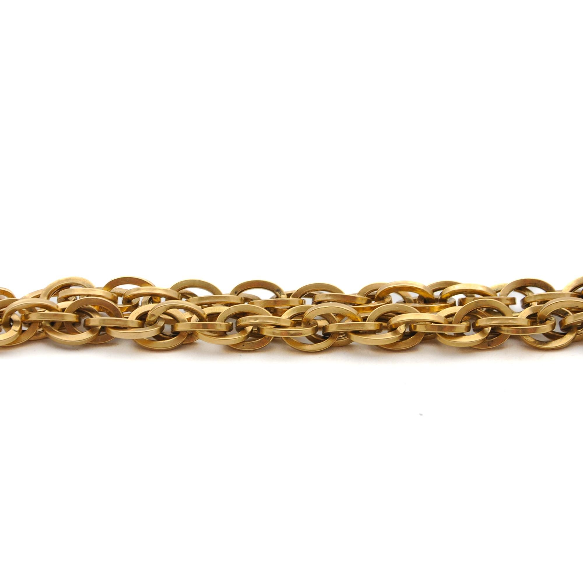 Vintage Italian 18K Gold Double Chain Link Bracelet For Sale 3