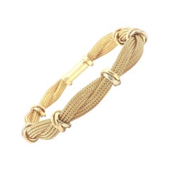 Vintage Italian 18k Gold EB Braided Mesh Link w/ Rolling Ring Sections Bracelet