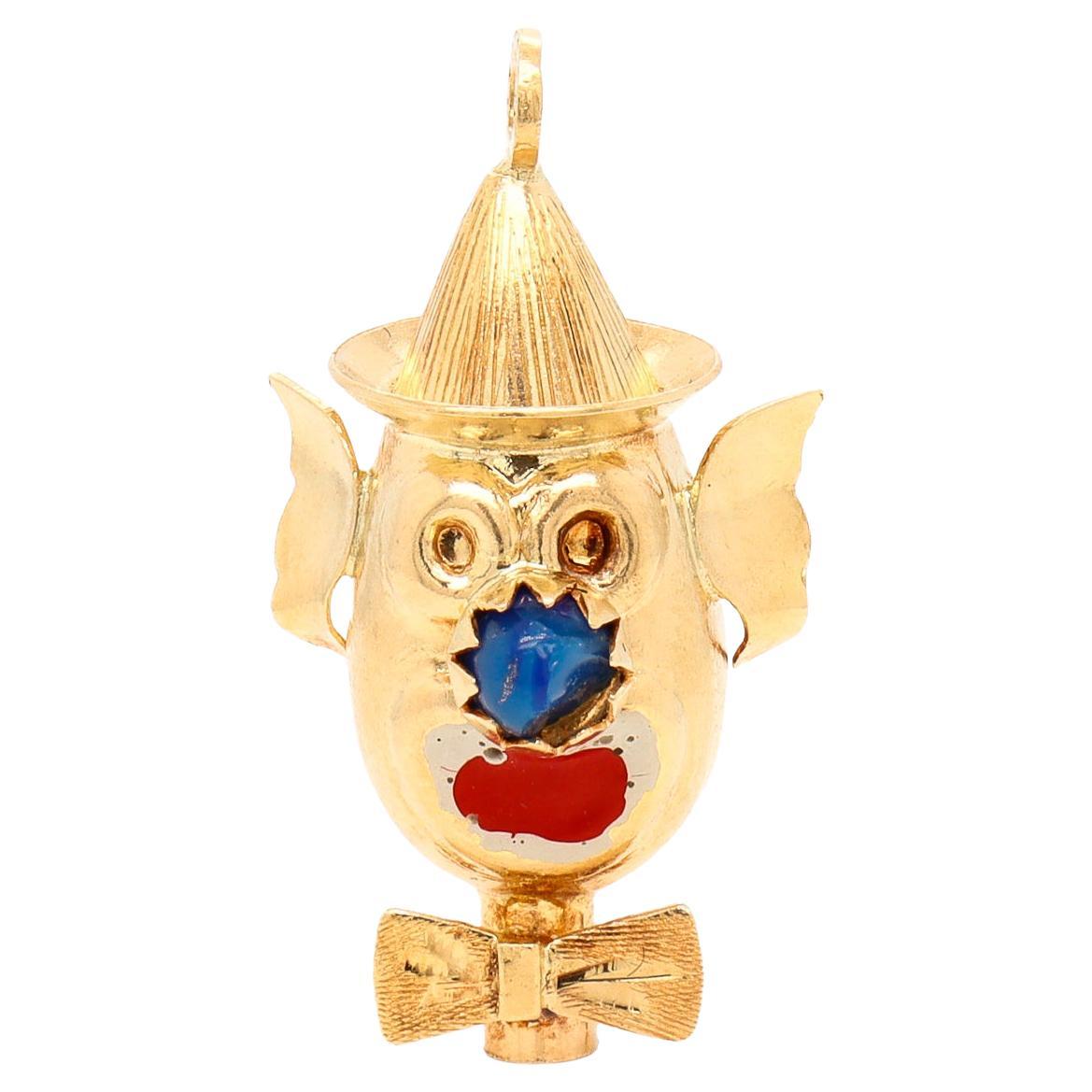 Vintage Italian 18K Gold
Enamel Figural Clown Head Charm for a Bracelet