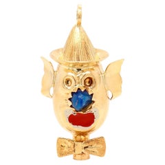 Vintage Italian 18K Gold & Enamel Figural Clown Head Charm for a Bracelet Vintage Italian 18K Gold & Enamel Figural Clown Head Charm for a Bracelet