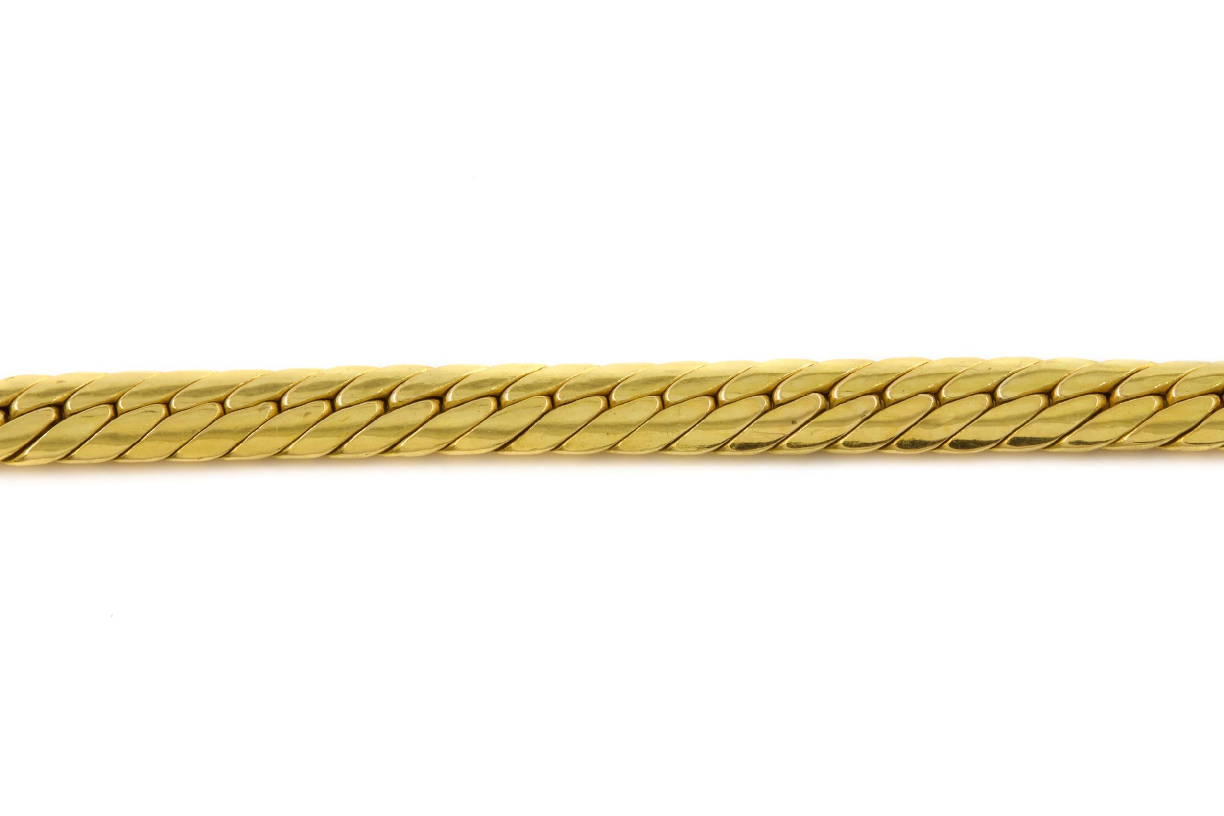 20th Century Vintage Italian 18k Gold Flexible-Link Necklace w/ Teardrop Pendant