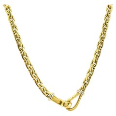 Vintage Italian 18k Gold Link Necklace Sculpted Front Element