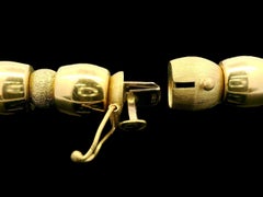 Vintage Italian 18k Gold Polished Barrel & Textured Round Bead Necklace Chain