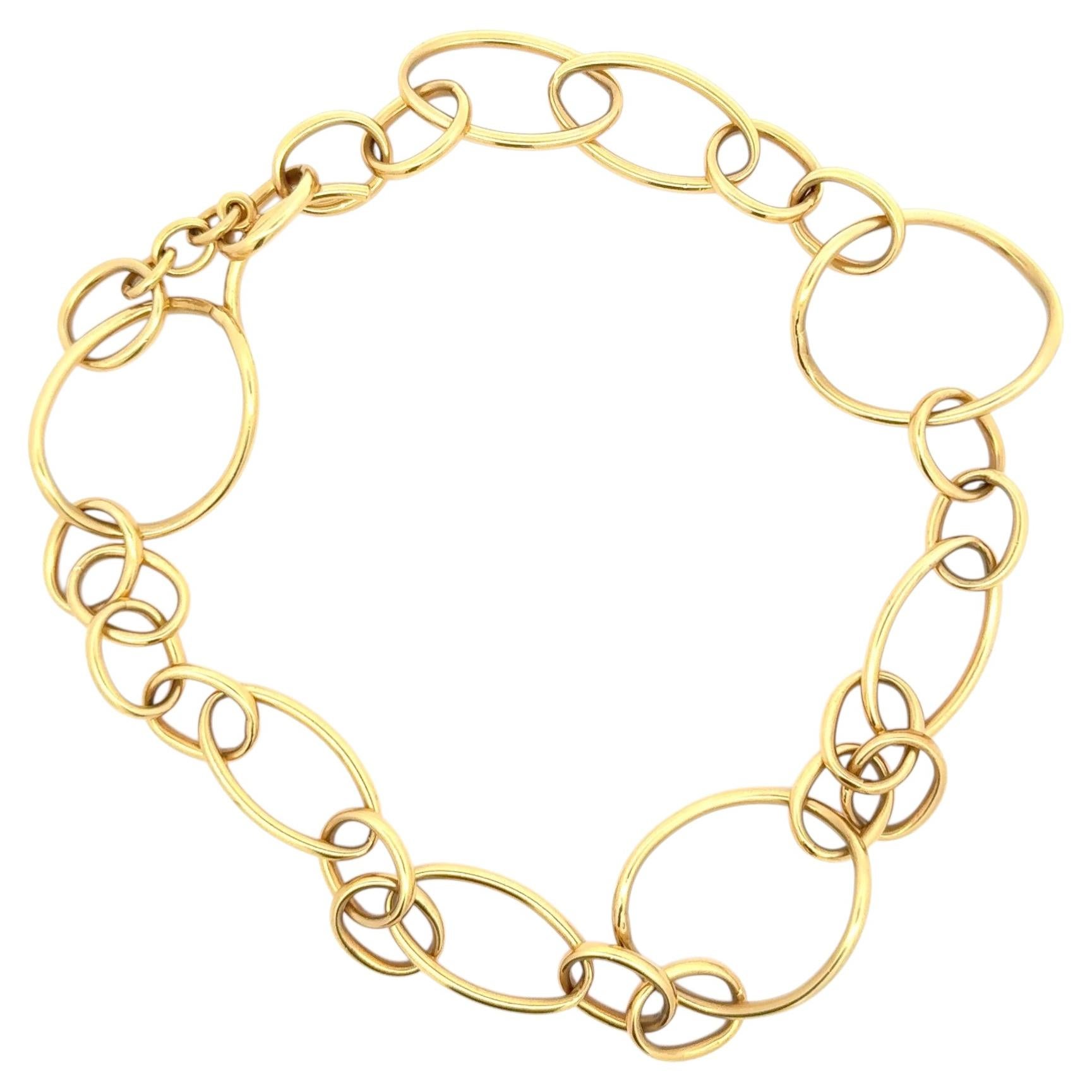 Vintage Italian 18K Gold Sculptural Open Link Necklace