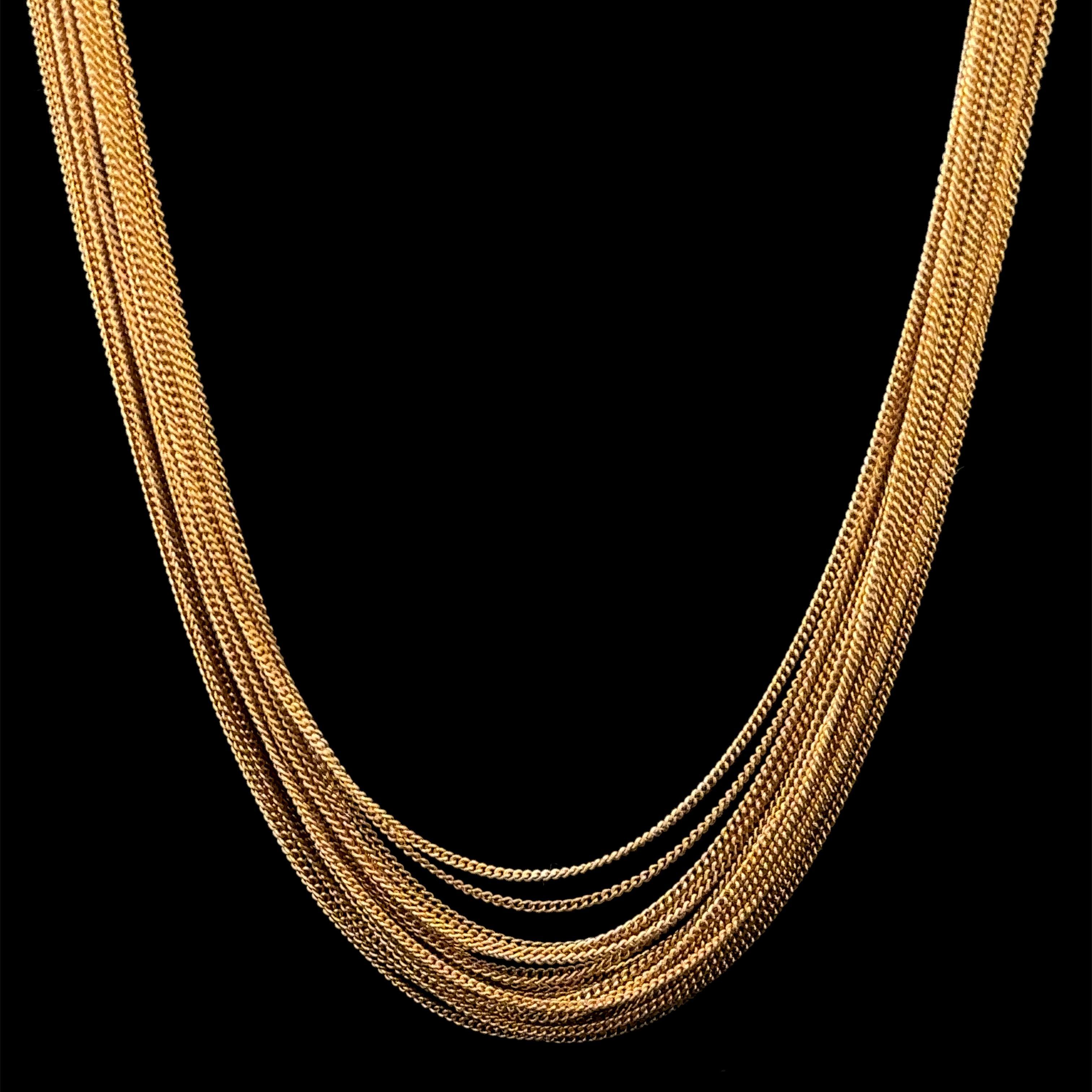 Collana vintage in oro 18k con catena setosa a più maglie con chiusura rotonda in vendita 1