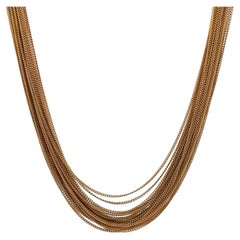 Vintage Italian 18k Gold Silky Multi Curb Link Chain Necklace w/ Round Clasp
